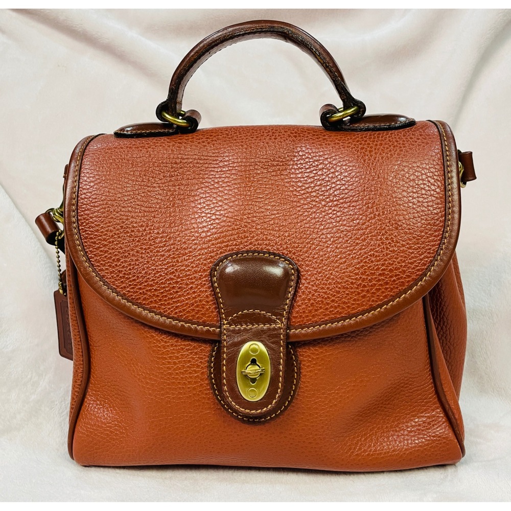 Vintage Coach Sheridan Collection Monticello Bag 0681-399 Cognac Pebbled Leather